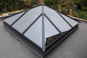 Openable skylight structural pyramids